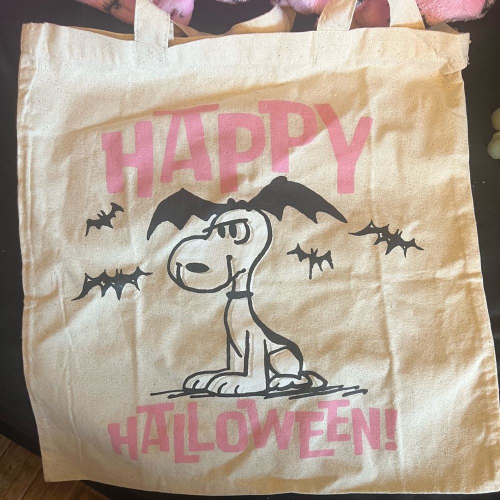 Peanuts Halloween fleece pajama lounge pants and bag -  snoopy bat  (large) - Picture 3 of 3